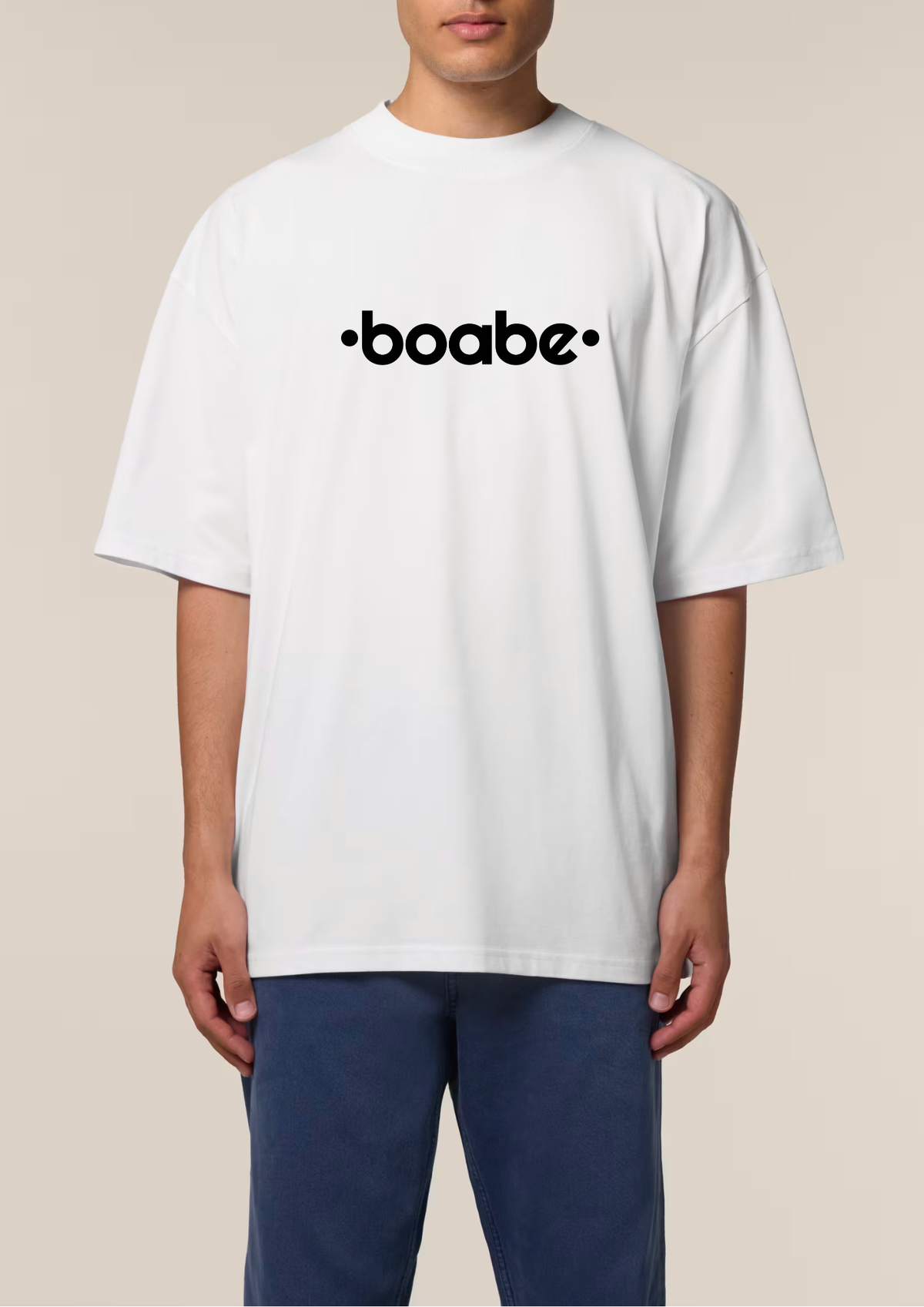 Tricou TwoStep Oversize Fit "Boabe" Front Print - Alb